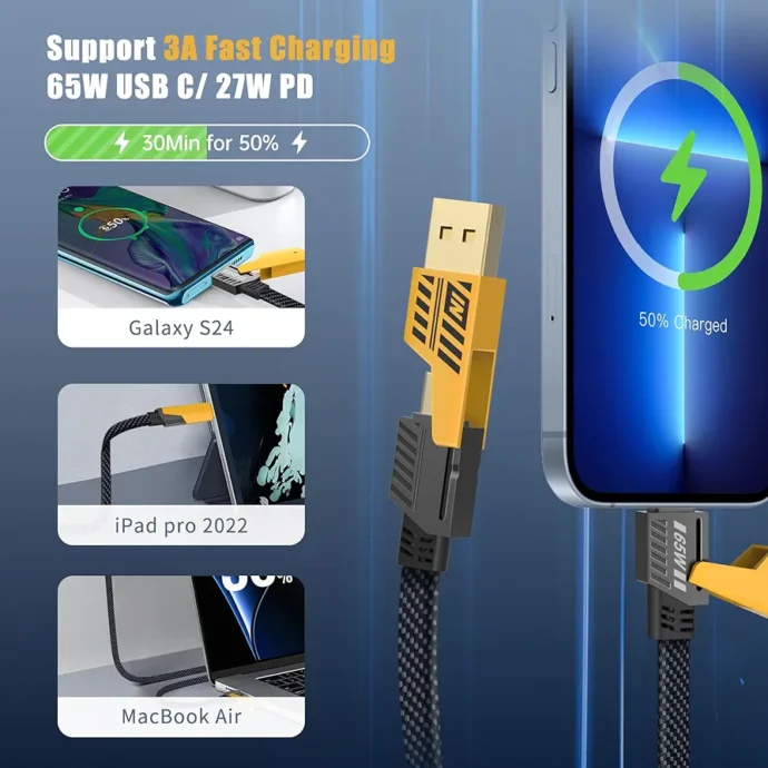 ⁦CABLE ANKER 4EN1 FOR IOS/ANDROID 65+27W⁩ - الصورة ⁦6⁩